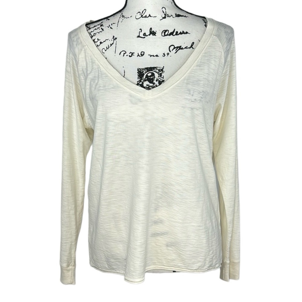 Nation LTD Ultra Deep V-Neck Cotton Long Sleeve Medium
